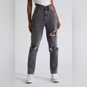 PacSun Mom Jeans Women’s 26 Faded Black Ripped Distressed High Rise Straight Leg
